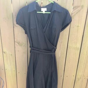 Ann Taylor Loft Black Midi Cotton Dress Size 16